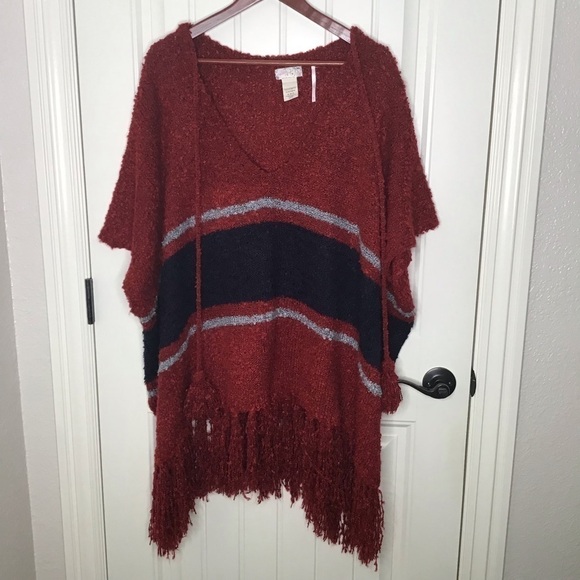 Free People Juno Stripe Bouncle Poncho. - Picture 2 of 6